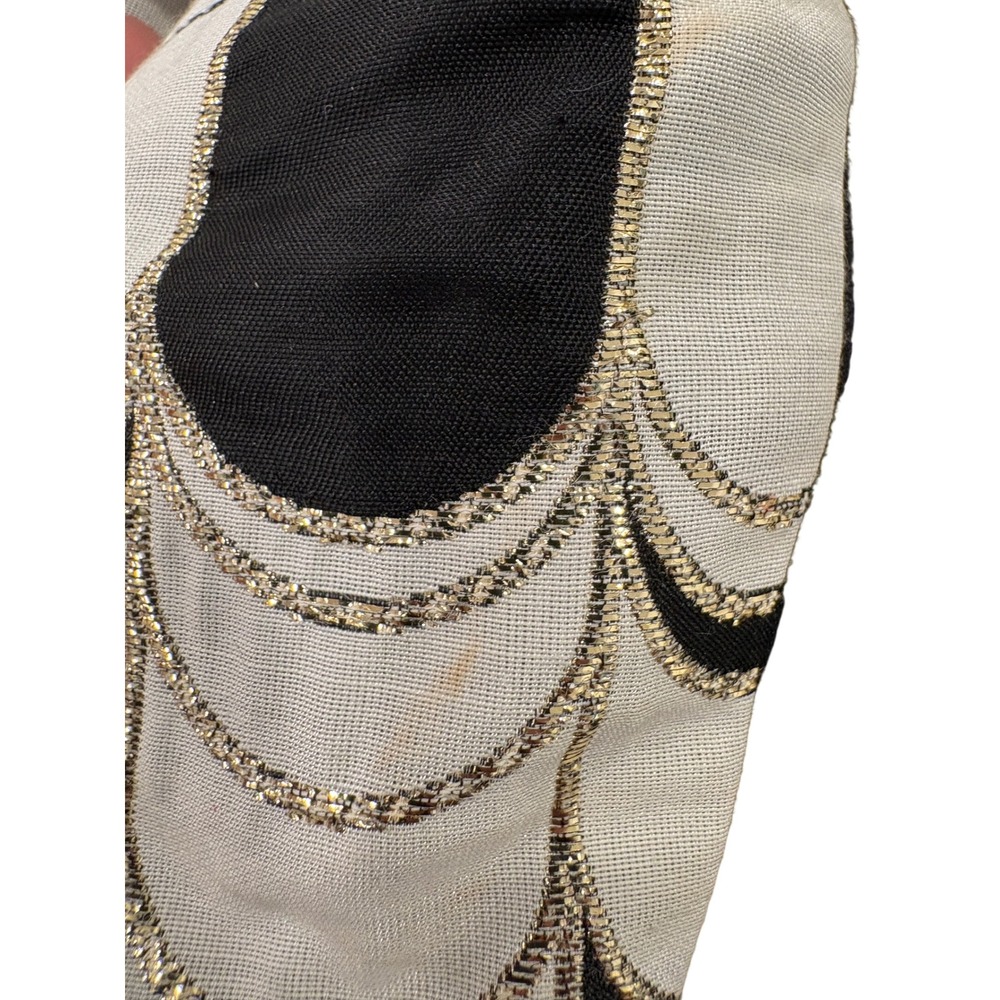 Trina Turk Cropped Jacket 0 Black White Excellent Gold Metallic Geometric Luxury - Picture 5 of 6